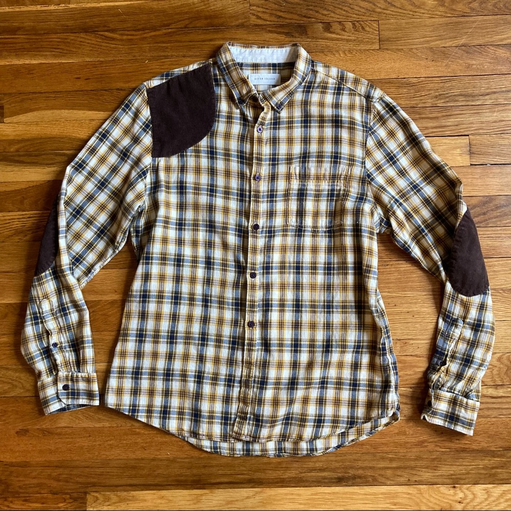 River Island Yellow & Black Plaid Shirt